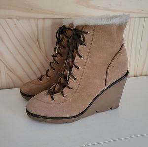 Michael Kors wedge lace up boots